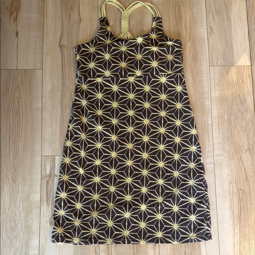 Bloom Women's Strappy Knee-Length Yoga Dress Yellow/Grey - Small